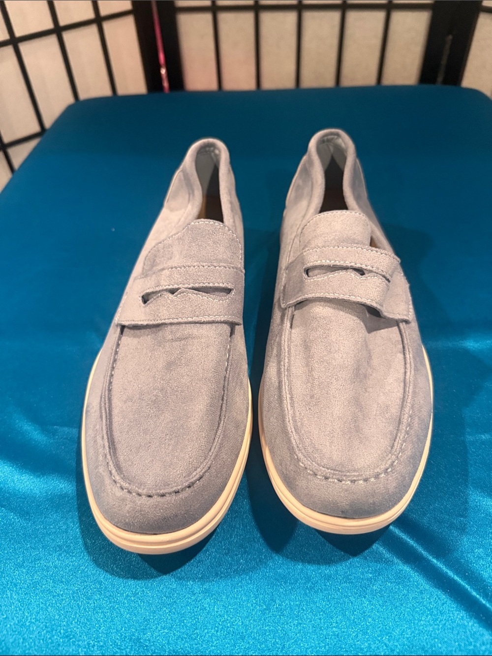 Men's Suede Slip-On Loafers in Light Gray